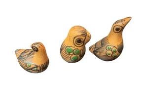Veg Tonala Mexican Pottery Birds Figurines Folk Art Black Dark Green Miniature - Picture 1 of 13