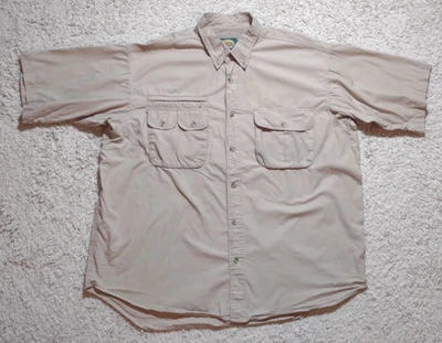 Cabelas Hiking Shirt Men's XL Beige Cotton Short Sleeve Vented Fishing Outdoor - Image 1 of 4