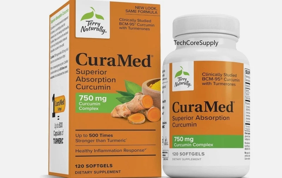 Terry Naturally CuraMed 750 mg - Suplemento antioxidante 120 cápsulas moles... - Imagem 1 de 1