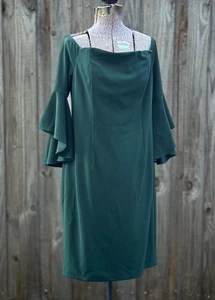 Calvin Klein Dark Green Off the Shoulder  Sz 14 NWT Lined - Picture 1 of 11