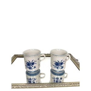 2er Set Vintage Jardin 710 Whisper Blue Floral Kaffee Tee Tasse/Becher 60er 70er - Bild 1 von 8