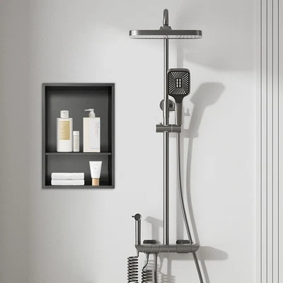 Nicho de ducha de acero inoxidable de 2 niveles nicho de ducha empotrado negro nicho de ducha? Foto 1 de 4