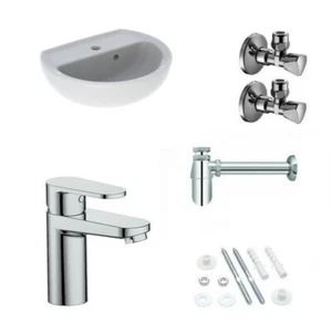Keramag Paris Handwaschbecken 45cm mit Armatur Siphon Eckventile Komplettset - Bild 1 von 1