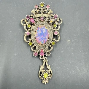 Vintage Coventry Brosche 3" verzierte Krone Schmuckoptik Faux Opal & Strass 👑✨ - Bild 1 von 14