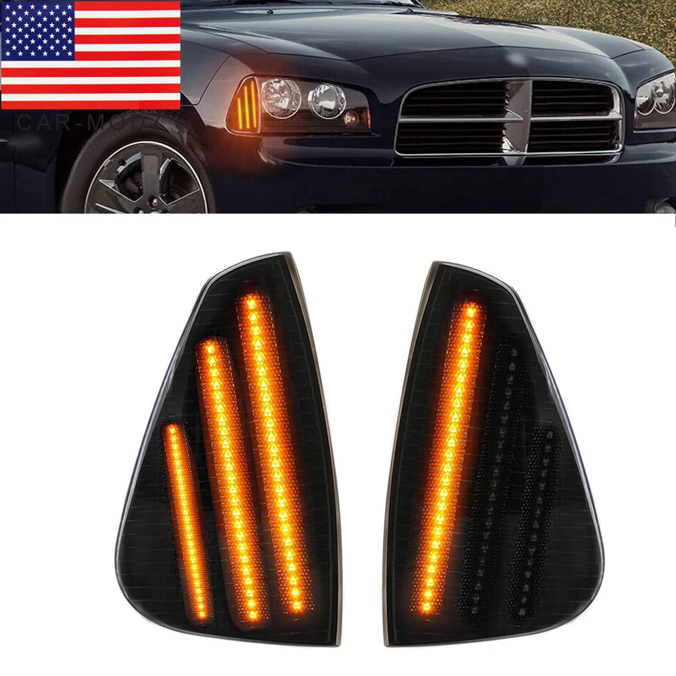 Luces de señalización LED laterales de lente de humo para Charger Dodge 2006-10 luz de esquina de señal Foto 1 de 4