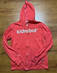Kid Robot Sweater Men's Medium Red Zipper Hoodie All Over Outline Logo VTG Y2K - Picture 1 of 15