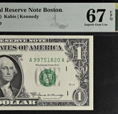 1969A $1 Federal Reserve Note - PMG 67EPQ - Second Highest Graded - Fr 1904-A - Image 1 of 4