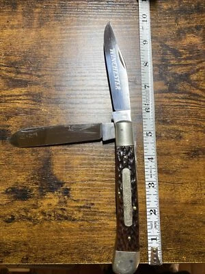 Winchester 100 year centennial jumbo trapper knife-Brown bone - Image 1 of 4