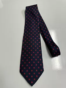 Cravatta in seta Ralph Lauren. Blu con pois rossi 56” x 3,75” - Foto 1 di 4