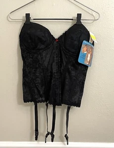 NWT Vintage Carnival Corset Bra Bustier Garters Black Lace Sz 36C - Picture 1 of 9