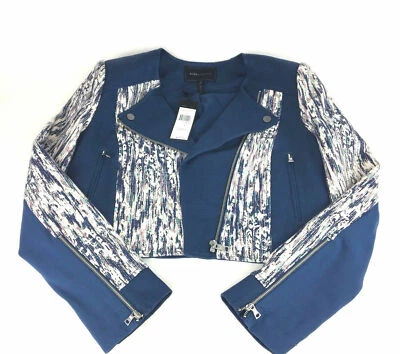 BCBG Max Azria Cody Biker Moto Cropped Jacket Asymmetrical Zip Sz L MSRP $298 - Image 1 of 4