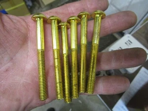 6 NOS National Lock 5/16" - 18 X 3" Slotted Round Head Brass Machine Screws USA - Picture 1 of 3