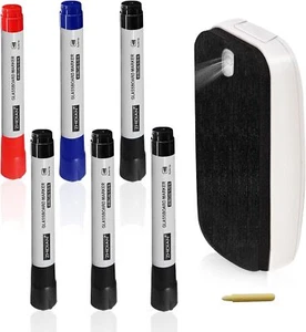 Erasable Glass Markers for Acrylic White Board, 2-in-1 Liquid Whiteboard Pens 6P - Picture 1 of 7