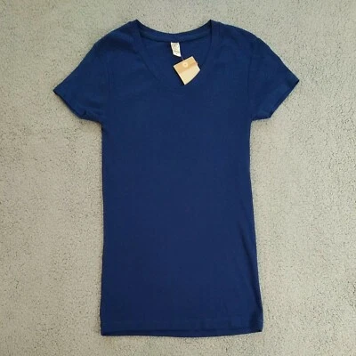 Camiseta para mujer Alternative Apparel 100 % algodón azul cuello en V talla mediana nueva con etiquetas $20+ Foto 1 de 4