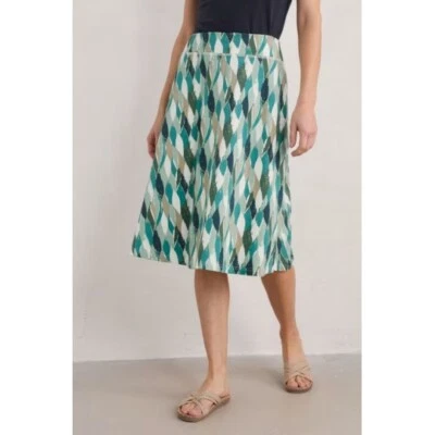 Seasalt Jessica Grace Jersey Skirt - Water Leaves Bird Egg - 8 10 12 -Was £42.95 - Image 1 of 4