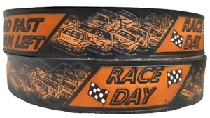 Belt Race Day Go Fast Turn Left Cars Cowhide Leather Made in USA - Picture 1 of 2