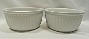 Threshold Stoneware White 6" Deep Cereal Bowls x2 Ribbed Sides