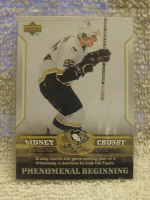 2006 UPPER DECK PHENOMENAL BEGINNING SIDNEY CROSBY ROOKIE CARD #10 Penguins - Image 1 of 2