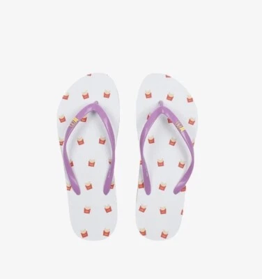 NWT Women's  BTS x McDonald's Logo Flip Flops -Size Medium 7/8 - Image 1 of 4