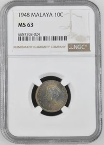 Malaya 10 Cents 1948 NGC MS 63 - Picture 1 of 2