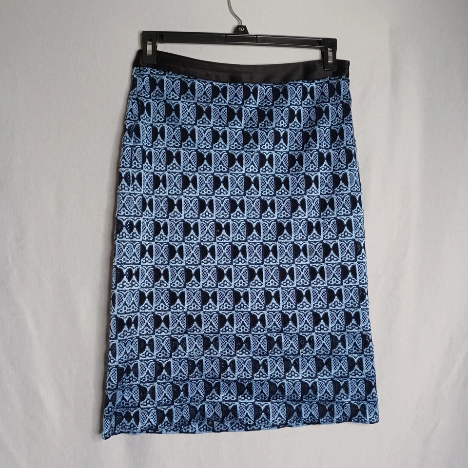 Falda Derek Lam Crosby Para Mujer 6 Azul/Negro Crochet Encaje Coqueta Lolita Foto 1 de 4