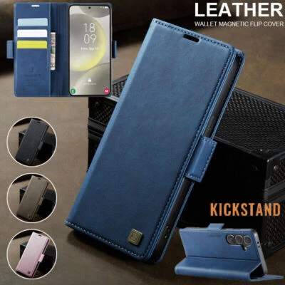 Magnetic Flip Leather Wallet Phone Case For Samsung S24 S23 S22 S21 A55 A54 A32 - Image 1 of 4