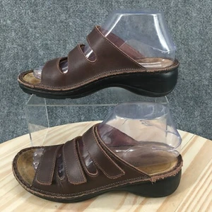 Naot Sandals Womens 37 Strappy Flats Comfort Brown Leather Slip On Hook & Loop - Picture 1 of 18