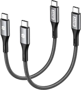 240W 100W Short USB C to USB C Cable (0.3M, 2 Pack),Fast Charging USBC Type C Co - Picture 1 of 8