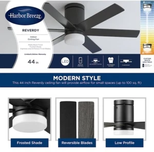 Harbor Breeze Reverdy 44-in Matte Black Ceiling Fan with Light Remote - NEW! - Picture 1 of 4