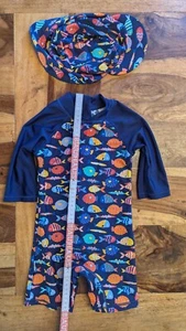 18 - 24 Monate Baby Badeanzug mit Sonnenhut Badebekleidung upandfast 1 - 2 Jahre - Bild 1 von 5