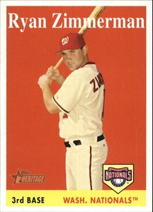 2007 Topps Heritage Washington Nationals Baseball Card #98a Ryan Zimmerman