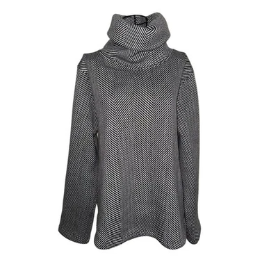 J. Crew Women's XL Black Herringbone Funnelneck Pullover Sweater cozycore turtle - Image 1 of 4