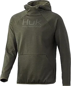 HUK Men's Fin Water & Wind Resistant  Hood Kalmata Olive Heather Size Small-NWT - Picture 1 of 2