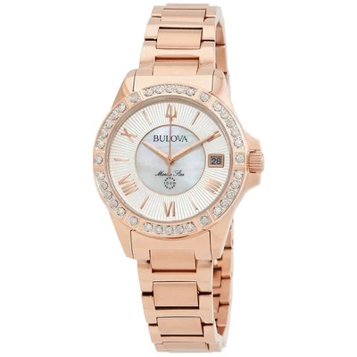 Bulova Marine Star Quartz Diamond White MOP Dial Ladies Watch 98R295 - Image 1 of 3