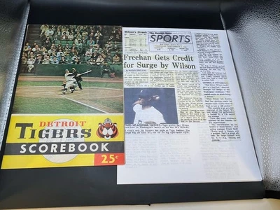 1966 Detroit Tigers Program With Coverage Of The Game Newspaper Copies - Image 1 of 4