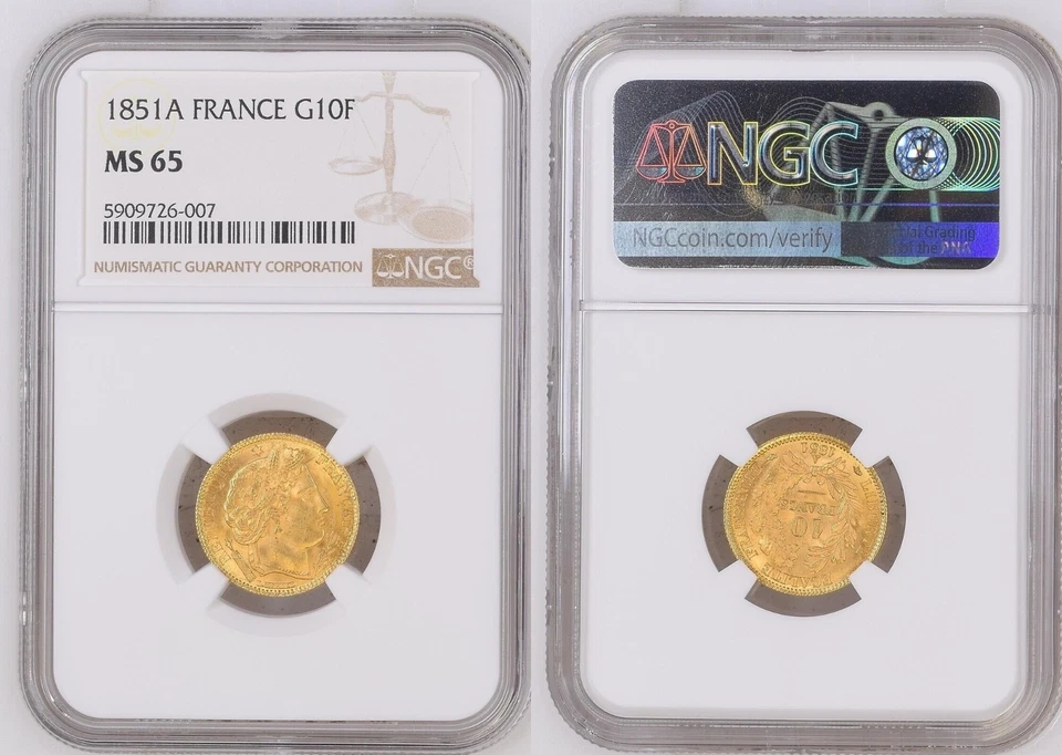 France - IIème Republique - 10 francs or Ceres 1851 A - NGC MS 65 - Photo 1/1
