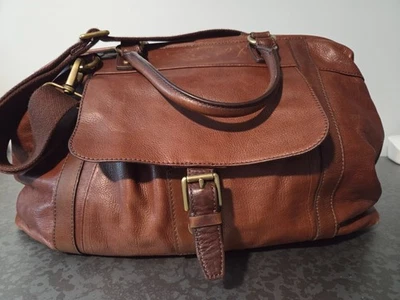 Bolso de Lona Vintage Cuero Fossil Saddle Weekender Travel Marrón  Foto 1 de 2