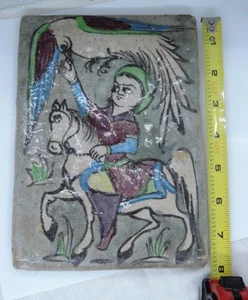 Qajar Dynastie polychrome glasierte Fliesen 19. Jh. Vintage handbemalt kostenloser Versand! - Bild 1 von 4