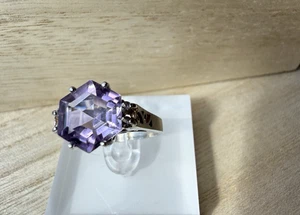 Anello in argento sterling 925 con pietra viola - Foto 1 di 16