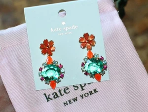 KATE SPADE NEW YORK GARDEN PARTY DROP DANGLE EARRINGS TOPAZ FLORAL - Picture 1 of 11