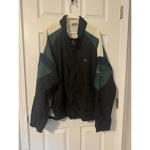 Vintage Reebok Windbreaker Jacket Black Green White 80s Streetwear Sz: 2XL - Picture 1 of 5