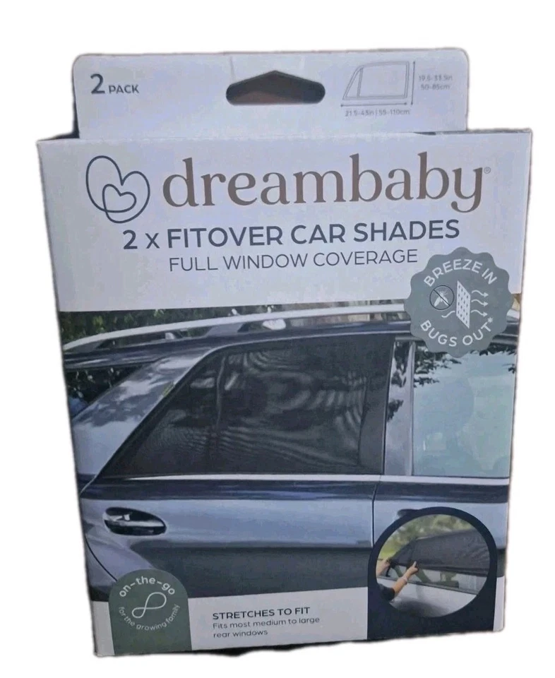 Dreambaby Fitover Car Shades 2 Packs (2 Boxes) Full Window Coverage