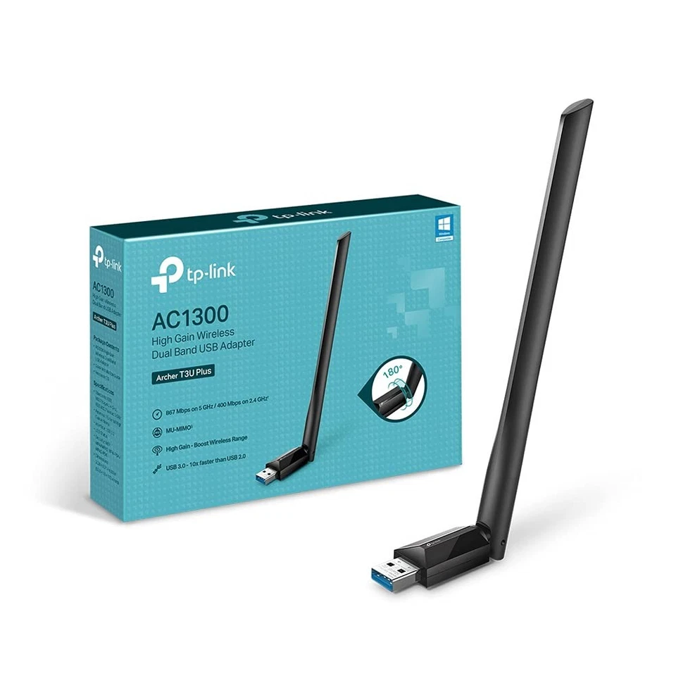 Adattatore USB Wifi TP-Link Archer T3U Plus Gigabit Ethernet 867 Mbit/s Nero