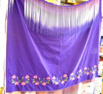 Mantón nativo americano de Tena púrpura con rosas bordadas Pow Wow Regalia Foto 1 de 4