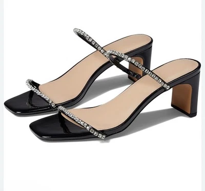 Sandalias de Tacón Faryl Aleksandra Negras Talla 11 Tachonado Correa Tacón Bloque NUEVAS Foto 1 de 4