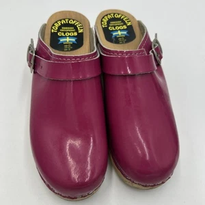 Torpatoffeln Clogs Fuchsia Pink Damen Gr. EU 35 US 5 Schweden Schuhe Leder/Holz - Bild 1 von 7
