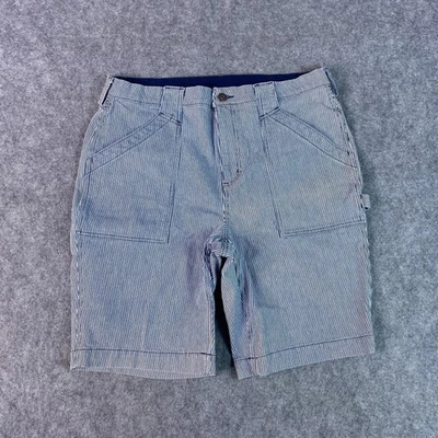 Pantalones Cortos Duluth Para Mujer 14 Azul Blanco Rayas Utilidad Carpintero Bolsillos Ropa de Trabajo Foto 1 de 4