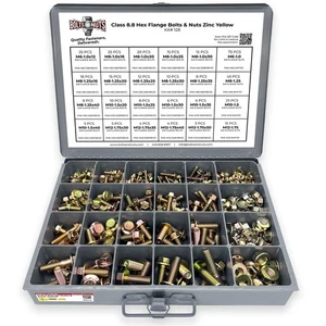 Metric Class 8.8 Hex Cap Flange Frame Bolts & Flange Nuts Assortment Kit - 38... - Picture 1 of 5