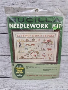 Kit de Aguja Vintage Bucilla 2331 Colonial Granja Sampler Grande 20x26 - Imagen 1 de 2