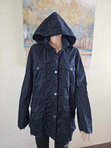 VINCE Women's Utility Cargo Field Military Jacket Navy Blue Cotton Size Medium - Picture 1 of 14